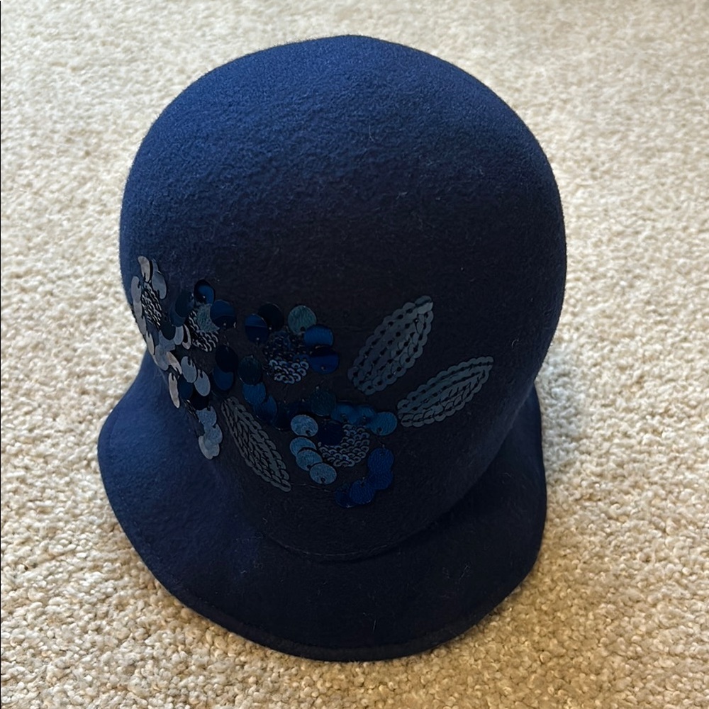 NWOT Tarnish Wool Felt Cloche Hat with Sequin Detail